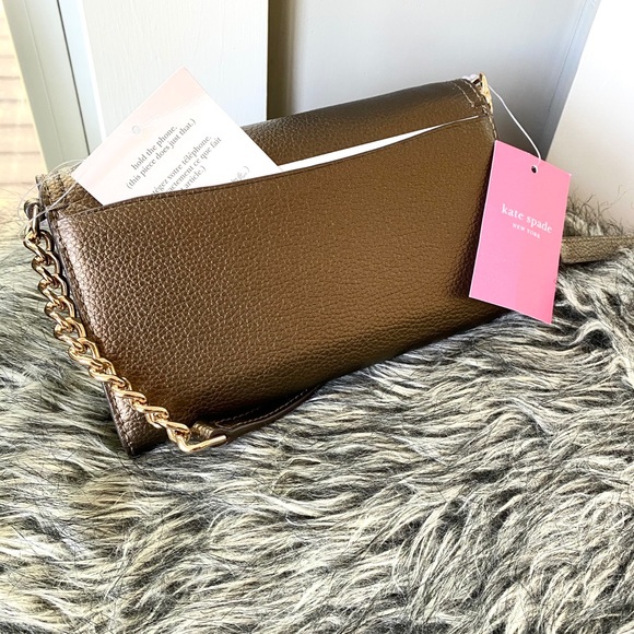 NWT Kate Spade metallic leather crossbody clutch - Picture 5 of 7